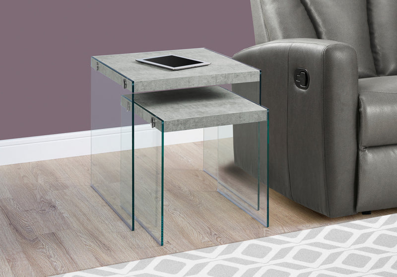 Ensemble 2 tables de bout gigogne Yonah – gris ciment