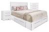 Ensemble Olivia 5 pièces avec lit double de rangement, commode verticale et table de nuit - blanc