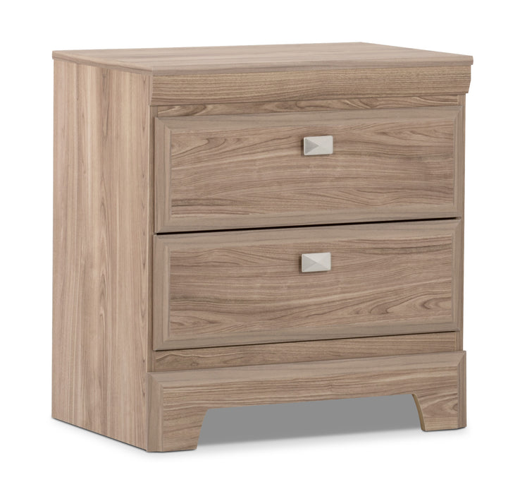 Ens. Yorkdale 5pcs de couleur claire avec lit double de rangement, commode verticale, table de nuit