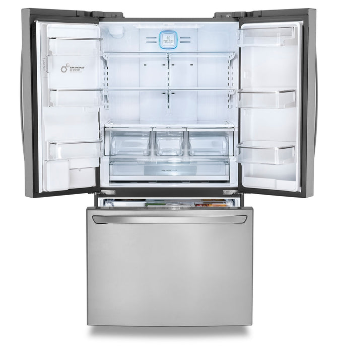 Réfrigérateur LG de 24 pi³ à portes françaises avec distributeur d'eau et de glaçons – acier inoxydable