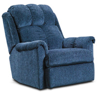 Fauteuil à inclinaison électrique de 35 po fabriqué au Canada en tissu de chenille - bleu marine