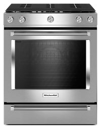 Cuisinière à gaz KitchenAid de 5,8 pi³ avec technologie AquaLiftMD et autonettoyage - acier inoxydab…
