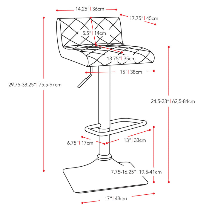 Tabouret bar réglable Coen, ensemble de 2 - blanc