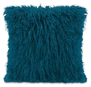 Mongolian Sheepskin Accent Pillow – Teal|Coussin décoratif en peau de mouton de Mongolie - bleu sarcelle|6365TLDP
