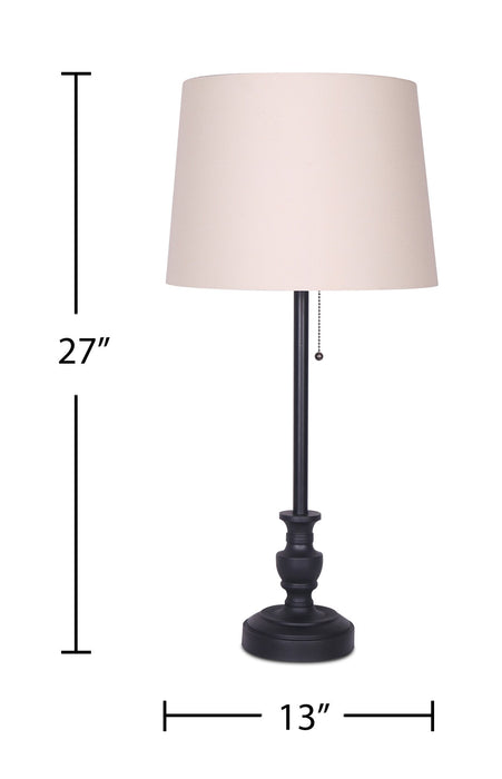 Ensemble 3 lampes Quinn traditionnelles noires, 2 lampes de table et 1 lampe à pied