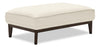 Pouf Gena de Cindy Crawford Home de 45 po en tissu d’apparence lin avec base et pattes en bois - blanc coton