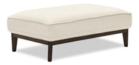  Pouf Gena de Cindy Crawford Home de 45 po en tissu d’apparence lin avec base et pattes en bois - blanc coton