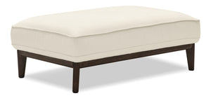 Pouf Gena de Cindy Crawford Home de 45 po en tissu d’apparence lin avec base et pattes en bois - blanc coton