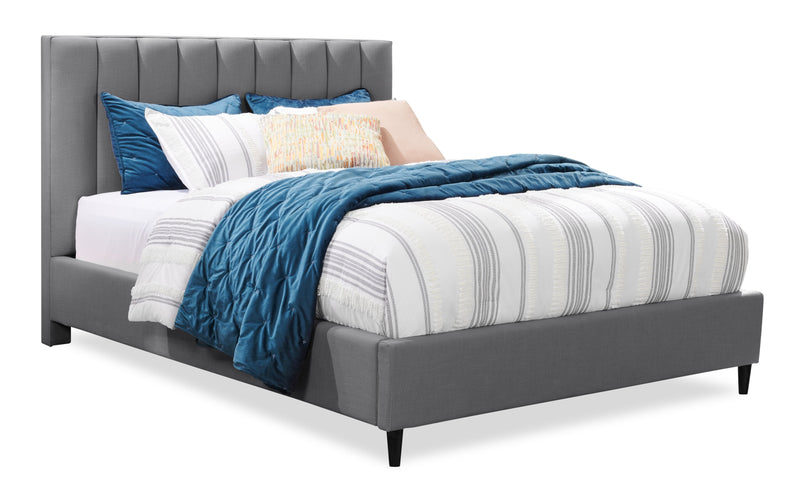 Lit plateforme rembourré Rain de Kort & Co. en tissu gris capitonné - format grand lit