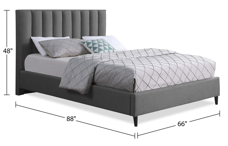 Lit plateforme rembourré Rain de Kort & Co. en tissu gris capitonné - format grand lit