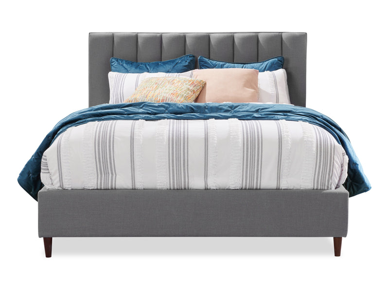 Lit plateforme rembourré Rain de Kort & Co. en tissu gris capitonné - format grand lit