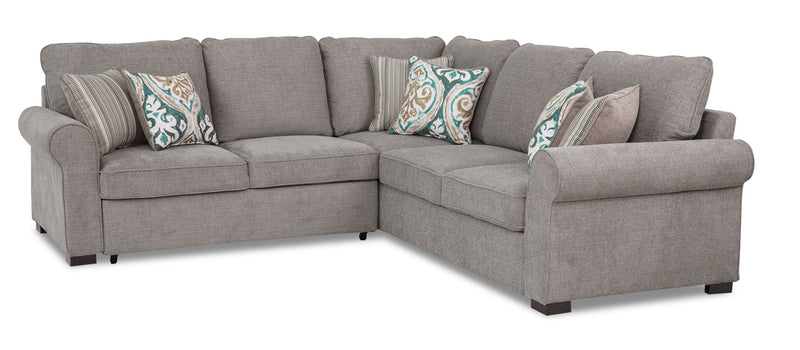 Randal 2-Piece Fabric Sectional with Left-Facing Sleeper Sofa - Grey 