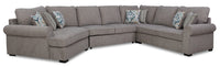  Sofa-lit sectionnel de gauche Randal 4 pièces en tissu avec fauteuil arrondi - gris 