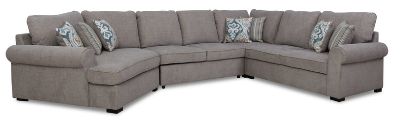 Randal 4-Piece Fabric Sleeper Sectional with Left-Facing Cuddler - Grey 