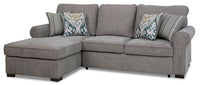  Sofa-lit sectionnel de gauche Randal 2 pièces en tissu - gris 