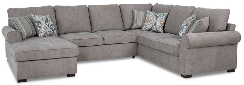 Randal 3-Piece Fabric Left-Facing Sleeper Sectional - Grey 