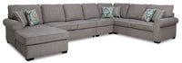  Sofa-lit sectionnel de gauche Randal 5 pièces en tissu - gris 