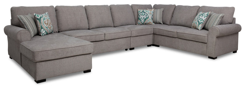 Randal 5-Piece Fabric Left-Facing Sleeper Sectional - Grey 