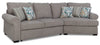 Sofa-lit sectionnel de droite Randal 2 pièces en tissu avec fauteuil arrondi - gris