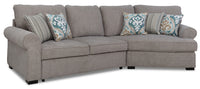  Sofa-lit sectionnel de droite Randal 2 pièces en tissu avec fauteuil arrondi - gris 