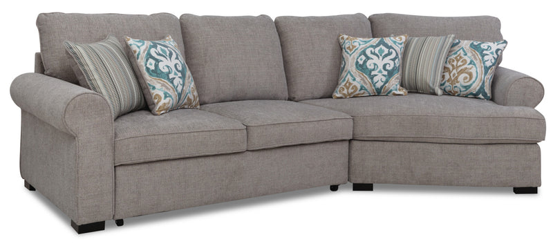 Randal 2-Piece Fabric Sleeper Sectional with Right-Facing Cuddler - Grey 