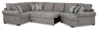  Sofa-lit sectionnel de droite Randal 3 pièces en tissu avec fauteuil arrondi - gris 