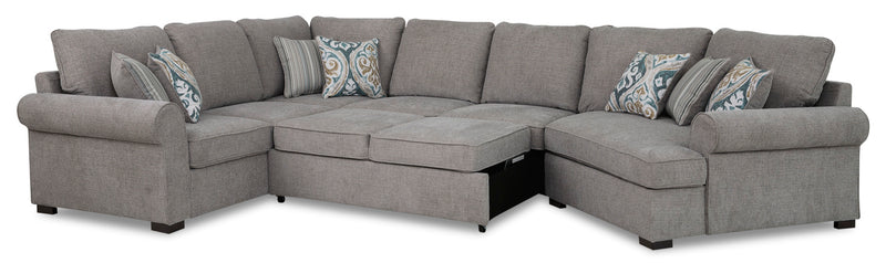Randal 3-Piece Fabric Sleeper Sectional with Right-Facing Cuddler - Grey 