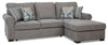 Sofa-lit sectionnel de droite Randal 2 pièces en tissu - gris