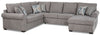 Sofa-lit sectionnel de droite Randal 3 pièces en tissu - gris