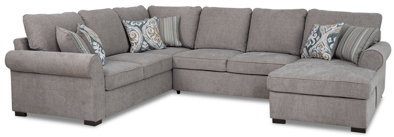 Randal 3-Piece Fabric Right-Facing Sleeper Sectional - Grey 