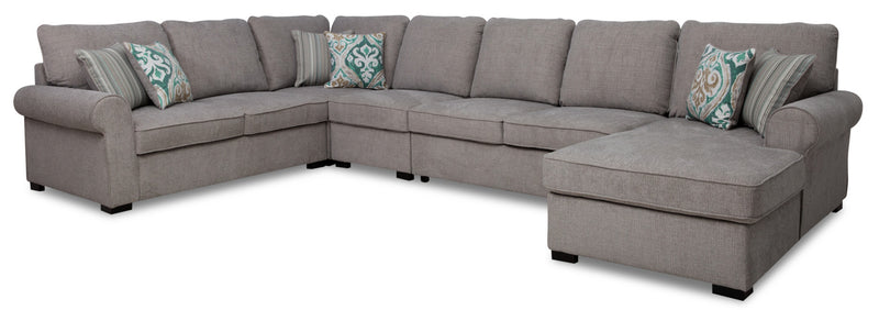 Randal 5-Piece Fabric Right-Facing Sleeper Sectional - Grey 