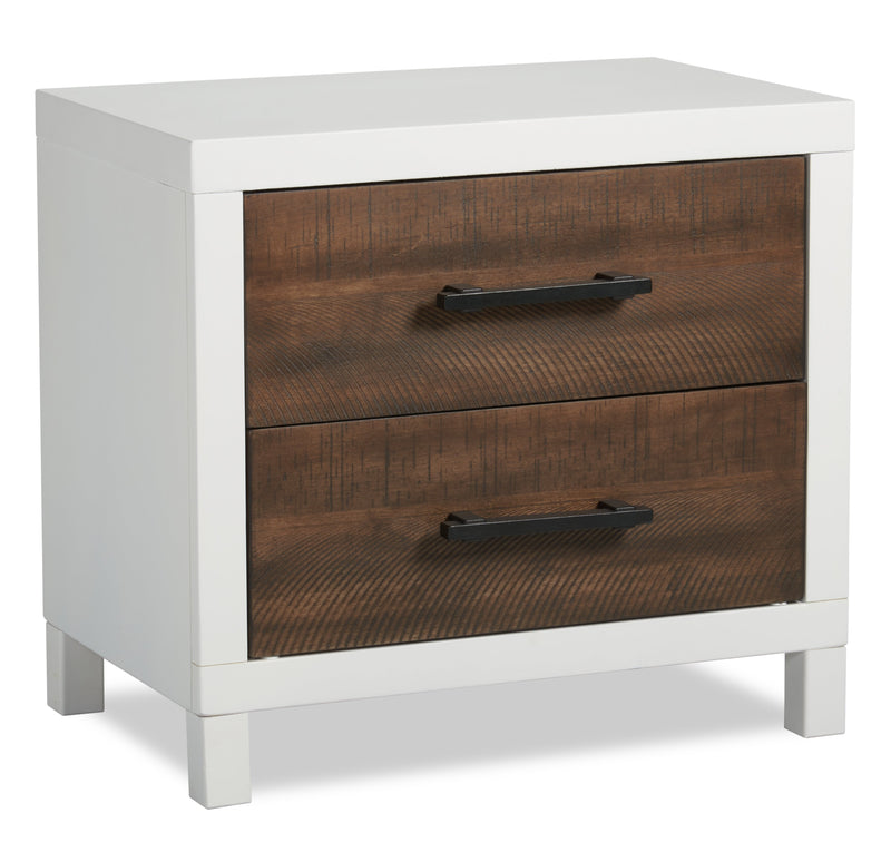 Reese Nightstand - White and Brown 