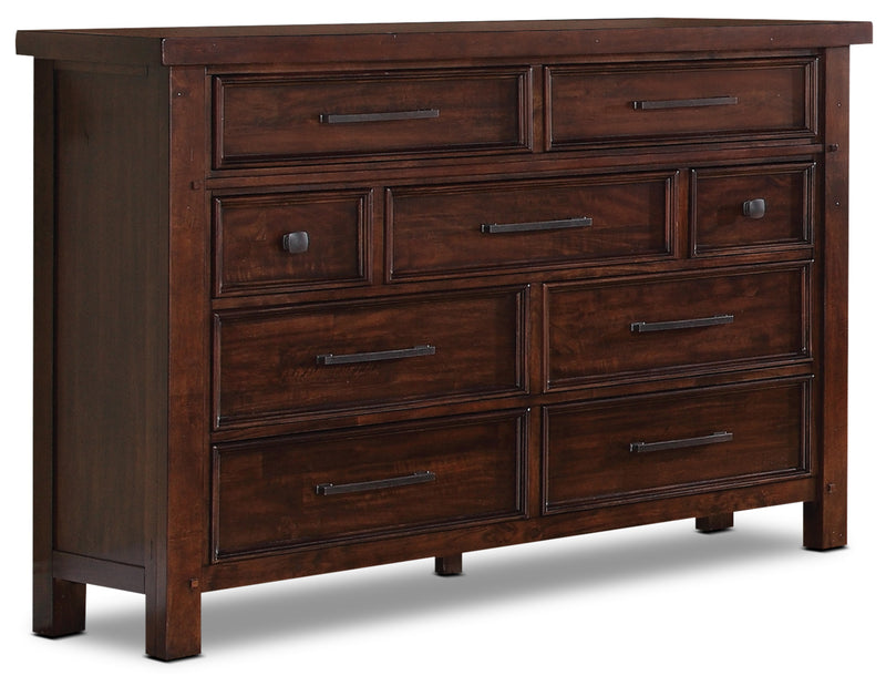 Ensemble de chambre à coucher Sonoma 6 pièces avec grand lit et 2 tables de nuit - brun foncé