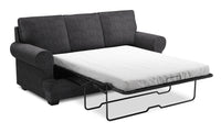 Sofa-lit Roll de Sofa Lab de 86 po fabriqué au Canada en tissu de chenille avec accoudoirs enroulés - gris Luxury Charcoal