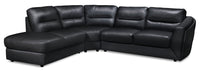  Sofa sectionnel de gauche Romeo 3 pièces en cuir véritable - noir 