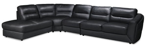 Romeo 4-Piece Genuine Leather Left-Facing Sectional - Black | Sofa sectionnel de gauche Romeo 4 pièces en cuir véritable - noir | ROM2KLS4