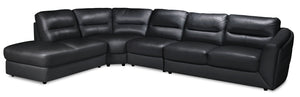 Sofa sectionnel de gauche Romeo 4 pièces en cuir véritable - noir