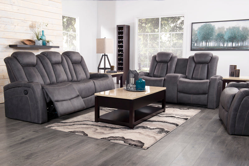 Fauteuil à inclinaison électrique Ross de 36 po en tissu de suédine avec appuie-tête électrique et deux porte-gobelets - gris étain