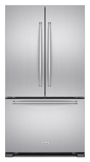 Réfrigérateur KitchenAid de 22 pi3 à portes françaises avec distributeur interne - acier inoxydable