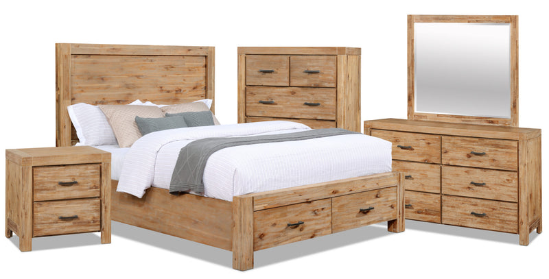 Ensemble de chambre à coucher Acadia 7 pièces avec grand lit de rangement