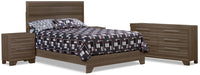 Ensemble de chambre à coucher Olivia 6 pièces avec grand lit et 2 tables de nuit - gris