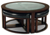 Table à café Sierra avec quatre tabourets-poufs en quartier