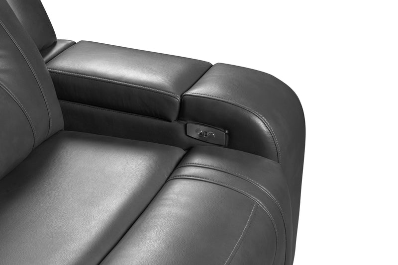 Causeuse à inclinaison électrique Ryker de 72,24 po en similicuir avec console de rangement et ports USB - grise