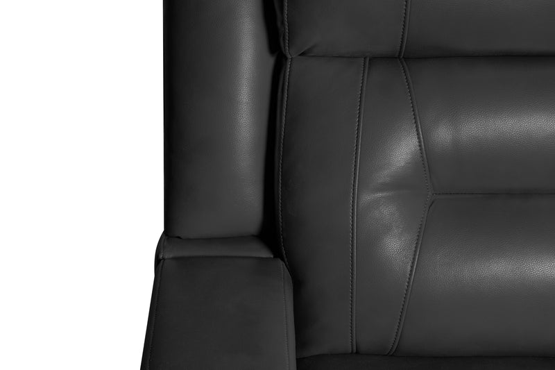 Causeuse à inclinaison électrique Ryker de 72,24 po en similicuir avec console de rangement et ports USB - grise