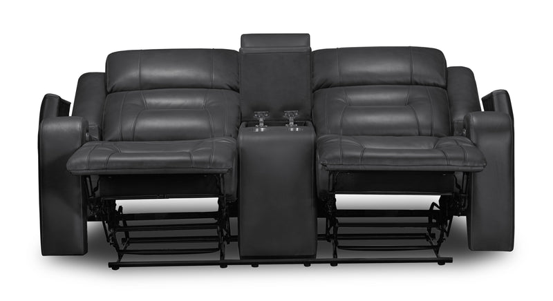 Causeuse à inclinaison électrique Ryker de 72,24 po en similicuir avec console de rangement et ports USB - grise