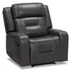 Fauteuil inclinable Ryker de 36,8 po en similicuir avec accoudoirs de rangement - gris