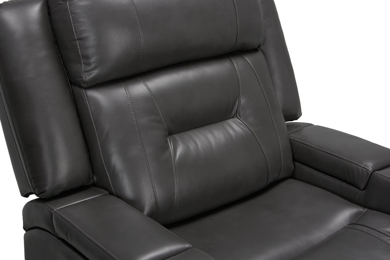 Fauteuil inclinable Ryker de 36,8 po en similicuir avec accoudoirs de rangement - gris