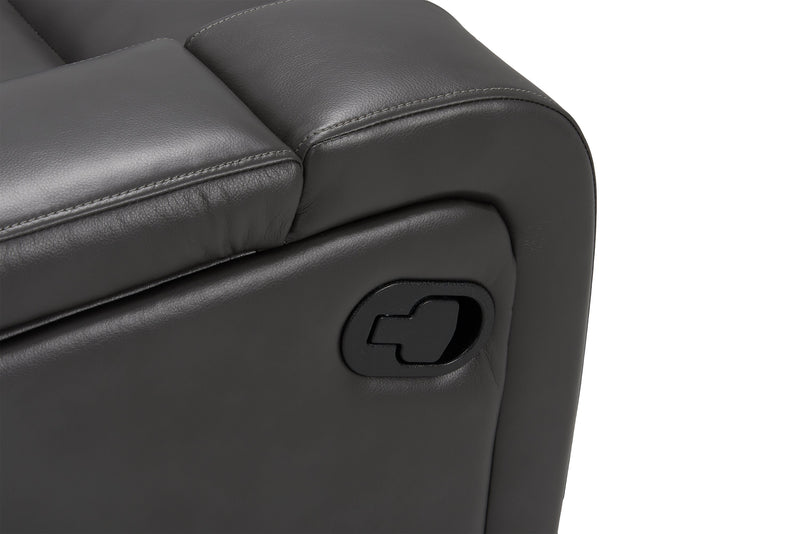 Fauteuil inclinable Ryker de 36,8 po en similicuir avec accoudoirs de rangement - gris