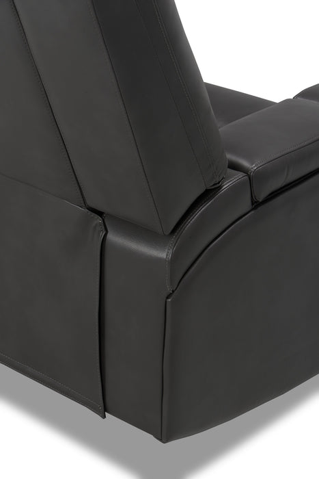 Fauteuil inclinable Ryker de 36,8 po en similicuir avec accoudoirs de rangement - gris