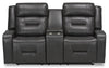Causeuse inclinable Ryker de 72,24 po en similicuir avec console de rangement - grise